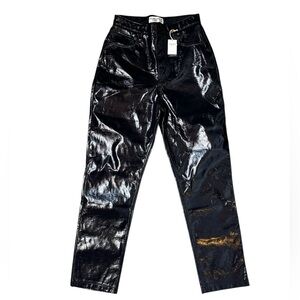 Abercrombie & Fitch Curve Love Black Vegan Leather The 90’s  Straight High Rise